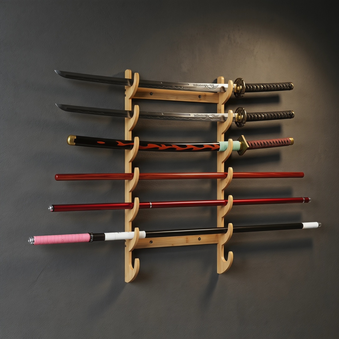 8-Layers Wall Sword Storage Sh - Cosplay Prop Katana ulasan dan harga